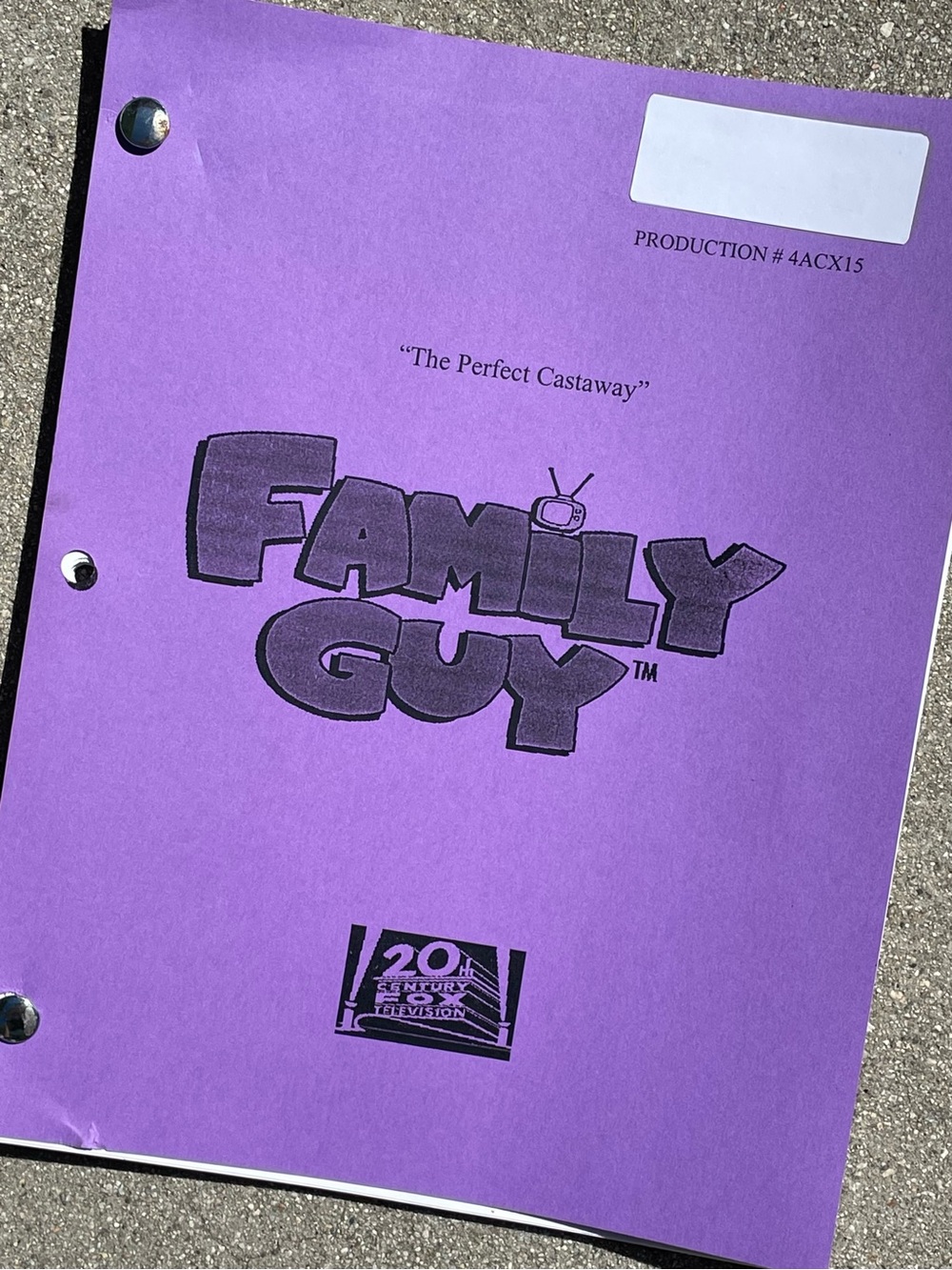Family Guy 2004 Production Used Table Draft Script Perfect Castaway ICONIC EP!